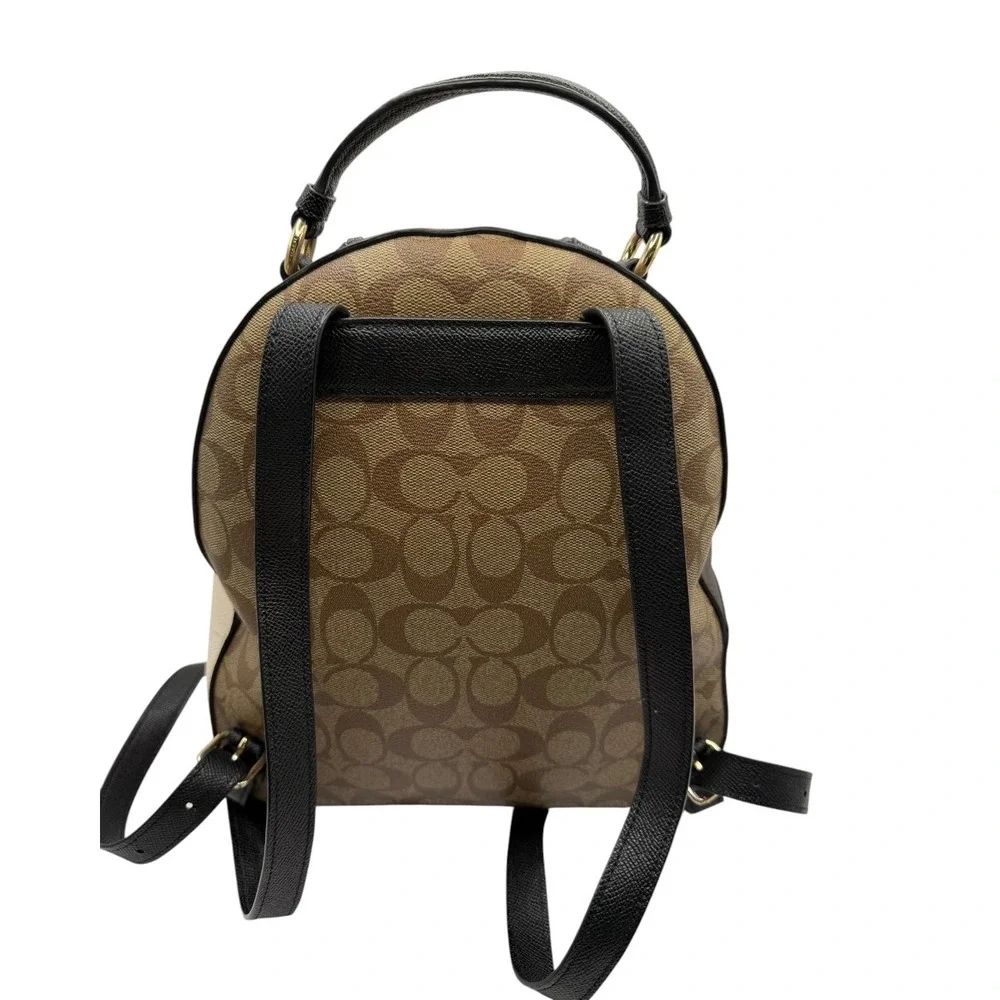 Coach Jordyn Backpack Women Medium Brown Beige Signature Coated Canvas Logo
